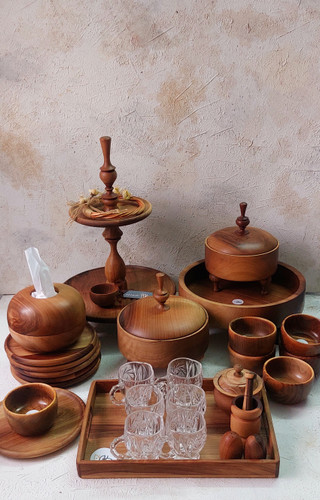 سرویس پذیرایی چوبی ۶نفره طرح عروس